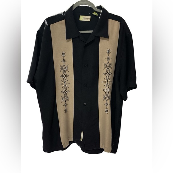 Cubavera Black and Tan Casual Button Down Shirt - Picture 1 of 3